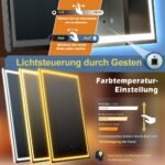 Espejo de baño LED, espejo de maquillaje de pared, inducción humana, Bluetooth, antivaho, impermeable IP44 + vertical y horizontal (80_x_100_cm)