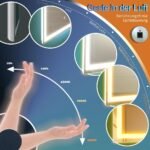Espejo de baño LED, espejo de maquillaje de pared, inducción humana, Bluetooth, antivaho, impermeable IP44 + vertical y horizontal (80_x_100_cm)