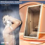 Espejo de baño LED, espejo de maquillaje de pared, inducción humana, Bluetooth, antivaho, impermeable IP44 + vertical y horizontal (80_x_100_cm)