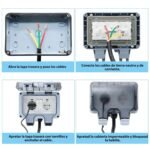 Enchufe de Exterior Estanco IP66 con Doble Interruptor de Conexión, Conector de Cable y Tapa Abatible, para Cocina, Baño, Garaje, Piscina y Jardín (MPG2-GSN, 1 Pieza)