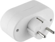 Electraline 55072, Adaptador Doble 2 Tomas, Enchufe Alemán, Regleta Schuko 2 Tomas, Blanco