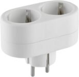 Electraline 55072, Adaptador Doble 2 Tomas, Enchufe Alemán, Regleta Schuko 2 Tomas, Blanco