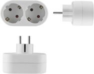 Electraline 55072, Adaptador Doble 2 Tomas, Enchufe Alemán, Regleta Schuko 2 Tomas, Blanco