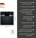 Beurer BF 450 Báscula personal con conexión App, Báscula digital de grasa corporal con 17 valores de medición, Estructura de mosaico mate, 8 memorias de usuario, 180 kg