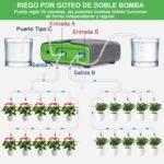 Kit de riego automático WiFi con bomba doble, sistema de riego por goteo, modo de riego automático/manual/retardado por aplicación para plantas de jardín/balcón/plantas de interior