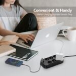 JSVER Tira de Enchufes USB, Protección contra Sobretensión con 6 Tomacorrientes y 4 Puertos USB (5V3.4A) Estación de Carga Inteligente, Cable de Extensión de 2 m – Negro
