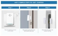 Timbre con alarma para puerta y ventana con sensor magnético para puerta, 38 sonidos, 4 modos de volumen ajustables, indicador LED, timbre para negocios/hogar