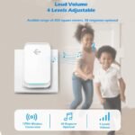 Timbre con alarma para puerta y ventana con sensor magnético para puerta, 38 sonidos, 4 modos de volumen ajustables, indicador LED, timbre para negocios/hogar