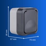 REV AquaStorm 16A 230V~ IP55 Conector hembra de 2 pines de plástico para montaje en superficie – Carbón