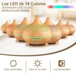 Máquina de aromaterapia con difusor de Aroma de 500ML con difusor humidificador de 14 LED Control remoto 4 temporizador 2 patrones de pulverización