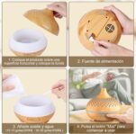 Máquina de aromaterapia con difusor de Aroma de 500ML con difusor humidificador de 14 LED Control remoto 4 temporizador 2 patrones de pulverización