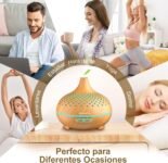 Máquina de aromaterapia con difusor de Aroma de 500ML con difusor humidificador de 14 LED Control remoto 4 temporizador 2 patrones de pulverización