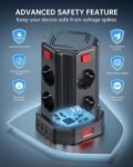 Regleta Torre con Cable 3M, Regleta USB 8 Tomas AC y 4 USB, 2500W/10A, Regleta Vertical con Interruptor para Mesa, Oficina, Casa…