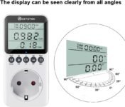 KETOTEK Medidor de consumo eléctrico, enchufe del medidor de potencia con pantalla LCD, medidor de costo de electricidad de retención de datos 3680W protección contra sobrecarga