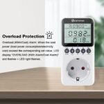 KETOTEK Medidor de consumo eléctrico, enchufe del medidor de potencia con pantalla LCD, medidor de costo de electricidad de retención de datos 3680W protección contra sobrecarga