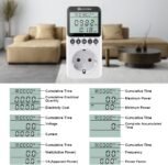 KETOTEK Medidor de consumo eléctrico, enchufe del medidor de potencia con pantalla LCD, medidor de costo de electricidad de retención de datos 3680W protección contra sobrecarga