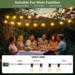 Guirnalda de Luces Exterior, 30 m Luces Exteriores con 50+2 Bombillas LED G40, Irrompibles, Impermeables IP45 Girnalda Luces Exteriores para Jardines, Terrazas, Bodas, Fiestas