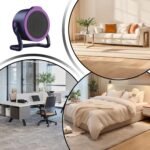 Ventilador de calefacción de 500 W – Calefacción pequeña para acampar | Calefacción giratoria de 360° para viajes, escritorio, autocaravana y hogar | Clima frío compacto, E
