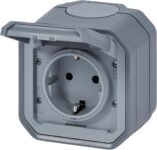 LEGRAND, Plexo New 069730L Base de enchufe 16 A 250 V IP44 IK07 con tapa abatible y protección contra contactos gris