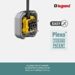 LEGRAND, Plexo New 069730L Base de enchufe 16 A 250 V IP44 IK07 con tapa abatible y protección contra contactos gris