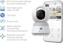 NIVIAN Cámara de Vigilancia Interior Domo 360°, WiFi 4MP Super HD, Detección Humana AI, Seguimiento Automático, Audio Bidireccional, Compatible con Alexa y Google Home