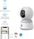 NIVIAN Cámara de Vigilancia Interior Domo 360°, WiFi 4MP Super HD, Detección Humana AI, Seguimiento Automático, Audio Bidireccional, Compatible con Alexa y Google Home
