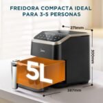 Midea Freidora de Aire 5L, Freidora de Aire con Ventana de Fácil Vista y Luz, Tecnología HeatXpress, 90% Menos Aceite, Ahorro de Energía y Tiempo con 7 Presets, Control Táctil, 1600W