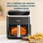 Midea Freidora de Aire 5L, Freidora de Aire con Ventana de Fácil Vista y Luz, Tecnología HeatXpress, 90% Menos Aceite, Ahorro de Energía y Tiempo con 7 Presets, Control Táctil, 1600W