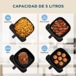 Midea Freidora de Aire 5L, Freidora de Aire con Ventana de Fácil Vista y Luz, Tecnología HeatXpress, 90% Menos Aceite, Ahorro de Energía y Tiempo con 7 Presets, Control Táctil, 1600W