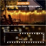 Suright Luces Solares LED Jardín Exterior, 8 M 30 LED Guirnaldas de Luces Solares, 8 Modos IP65 Impermeable para Decorar Jardines, Patios, Terrazas, Fiestas, Bodas – Blanco Cálido