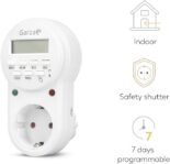 Garza – Programador Digital Temporizador Enchufe, Programable 24 horas/7 días, 8 programas, Protección infantil