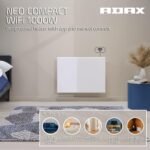 ADAX NEO Compact – Convector de pared con termostato Wifi – 1000 W | Ahorro de energía | Calefacción eficiente y segura | Radiador Eléctrico Moderno y Elegante | 420 mm Alto | IP24C | Blanco