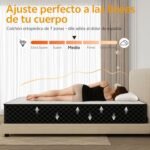 PurrJoys Colchón híbrido 90 x 200 cm, altura 20 cm, muelles ensacados, H3 y H4, 7 zonas ergonómicas, colchón ortopédico para dormir de lado, espuma viscoelástica, tejido hipoalergénico