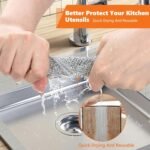 6 Piezas Estropajo de Aluminio, Paños de Cocina Metálicos de Doble Capa, Paños de Limpieza Reutilizables, Estropajos de Cocina, Paños de Limpieza de Alambre Multiusos (Plata, 20 x 20 cm)