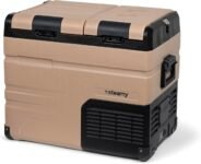 Steamy -E Nevera Eléctrica de Compresor Portátil Dual Zone 45, 45 litros, Color Arena, 12 V/230 V, para Congelar y Enfriar de -20 °C a +20 °C, Ideal para Acampar