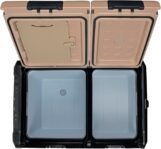 Steamy -E Nevera Eléctrica de Compresor Portátil Dual Zone 45, 45 litros, Color Arena, 12 V/230 V, para Congelar y Enfriar de -20 °C a +20 °C, Ideal para Acampar