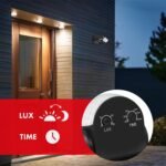 Maclean Energy MCE201B Moderno detector de movimiento por infrarrojos PIR Alcance de detección 12 m, Negro, IP65, Ahorro de energía