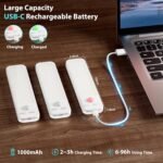 Luz de Armario, 3 Piezas Luz Nocturna de 15 cm con Sensor de Movimiento, 6500 K USB Recargable LED Gabinete para Gabinete, Cocina, Escaleras, Pasillo, Sótano, Garaje – Blanco Frío