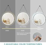LIFEZEAL Espejo de Baño con Iluminación, Cosmético de Pared Redondo Antivaho de 60 cm con Interruptor Táctil Inteligente, Maquillaje con Luz LED de 3 Colores