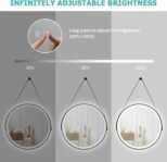 LIFEZEAL Espejo de Baño con Iluminación, Cosmético de Pared Redondo Antivaho de 60 cm con Interruptor Táctil Inteligente, Maquillaje con Luz LED de 3 Colores