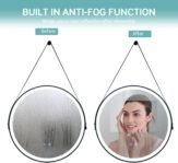 LIFEZEAL Espejo de Baño con Iluminación, Cosmético de Pared Redondo Antivaho de 60 cm con Interruptor Táctil Inteligente, Maquillaje con Luz LED de 3 Colores