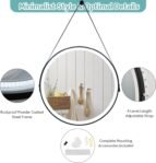 LIFEZEAL Espejo de Baño con Iluminación, Cosmético de Pared Redondo Antivaho de 60 cm con Interruptor Táctil Inteligente, Maquillaje con Luz LED de 3 Colores