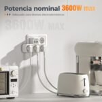 TESSAN Thief Enchufes Planos con USB C, 6 en 1 Thief Tomas USB Múltiples, Cargador Múltiple Triple 3600W, Regleta de Pared para Oficina, Cocina, Compatible con Móviles, Blanco y Gris