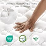 Colchón Novilla 90 x 190 de muelles ensacados, colchón híbrido de espuma, firmeza media, cómodo y transpirable, excelente sujeción, altura 20 cm