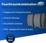 Rev AquaForm – Enchufe doble para cuartos húmedos, IP44, Antracita