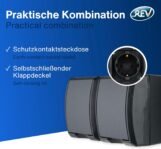 Rev AquaForm – Enchufe doble para cuartos húmedos, IP44, Antracita