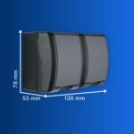 Rev AquaForm – Enchufe doble para cuartos húmedos, IP44, Antracita