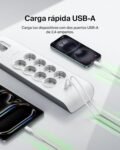 Regleta Belkin con 8 tomas y 2 puertos USB-A (2,4 A) con protección contra sobretensiones, 900 julios, ladrón, cable de 6,5 pies, regleta con protección eléctrica, hogar y oficina