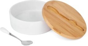 TADAR TD-7600 Azucarero de Cerámica con Cuchara y Tapa de Bambú