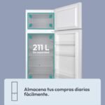 Candy CDG1S514EW – Frigorífico combinado, 211L, Cajón Greenery, Iluminación LED, Puerta reversible, 41DB, Alarma en puerta, Ancho 55 cm, Alto 1,45 m, Blanco